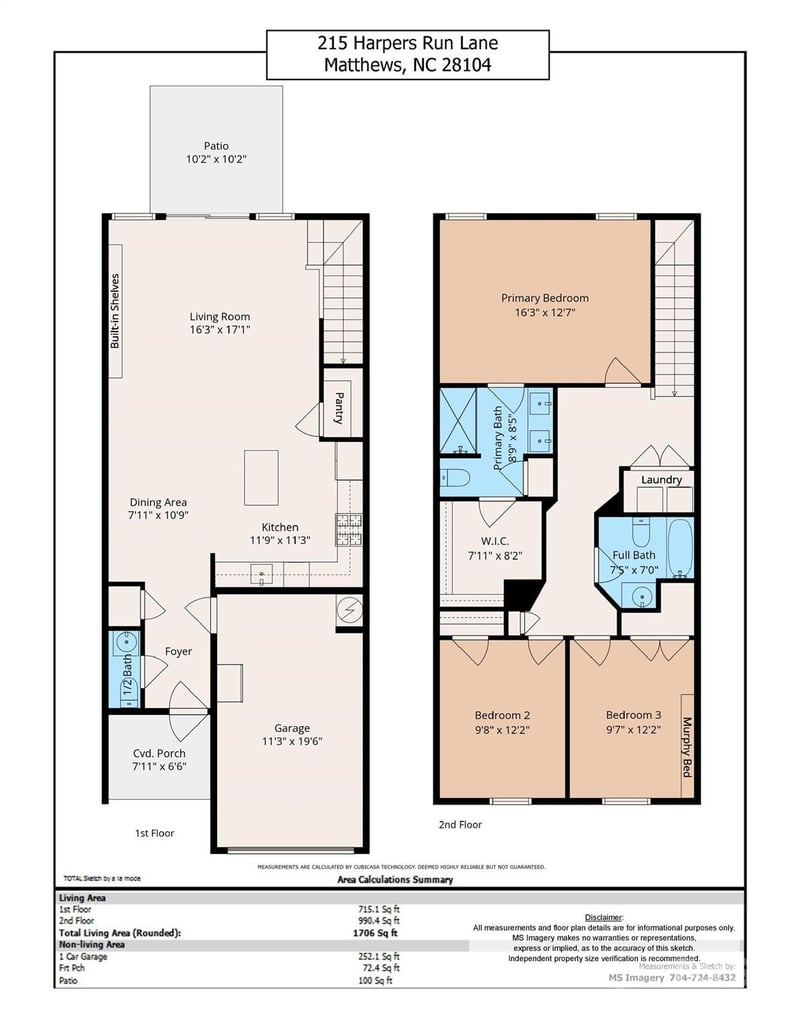 215 Harpers Run, Matthews, NC - 3 beds, 3 baths, 1,705 sqft - $370,000