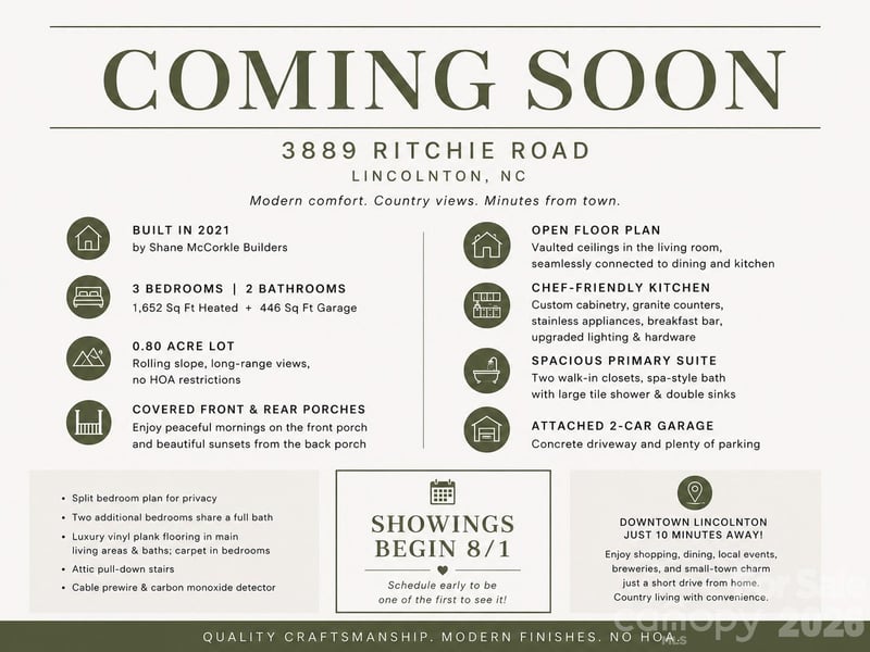 3889 Ritchie Road, Lincolnton, NC - 3 beds, 2 baths, 1,652 sqft - $375,000
